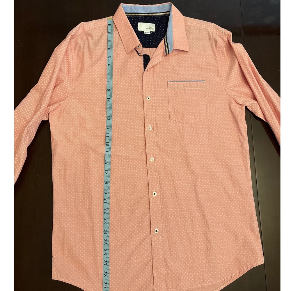 Craft & Flow Button-Up Shirt Dobby Dot Pattern Long Sleeve Casual Mens Large - Picture 5 of 11